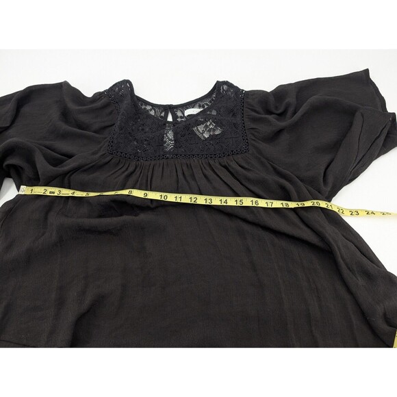 Fever Black Flowy Lace Semi Sheer Keyhole Back Blouse Top Size Medium NWT - Picture 5 of 8